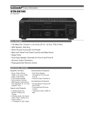 Sony STR-DE185 Marketing Specifications