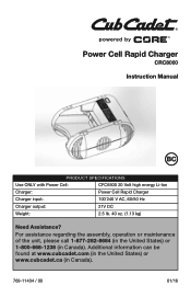 Cub Cadet CCT400 Battery Charger Manual