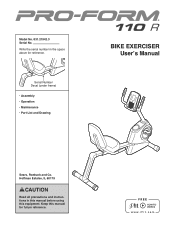 ProForm 110 R Bike English Manual