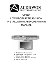 Audiovox VE706 Operation Manual