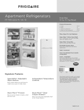 Frigidaire FFTR1022QM Product Specifications Sheet