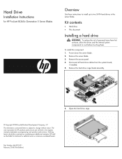 HP BL260c Hard Drive Installation Instructions for HP ProLiant BL260c Generation 5 Server Blades