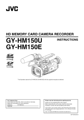 JVC GY-HM150U GY-HM150U ProHD Camcorder 104-page owner's manual