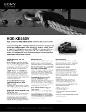 Sony HDR-XR550V Marketing Specifications