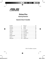 Asus Orion Pro Quick Start Guide