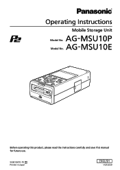 Panasonic AG-MSU10 Operating Instructions