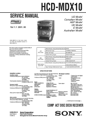 Sony HCD-MDX10 Service Manual