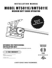 LiftMaster MT MT5011E Installation Manual