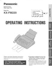Panasonic KXFM220 KXFM220 User Guide