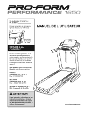 ProForm Performance 1650 Treadmill French Manual