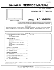 Sharp LC-32GP2U Service Manual