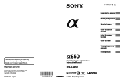 Sony DSLRA850 Operating Instructions