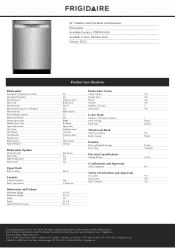 Frigidaire FDSP4501AS Product Specifications Sheet