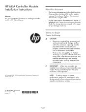HP MSA 2040 HP MSA Contoller Module Installation Instructions (590339-005, June 2013)