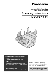 Panasonic KXFPC161 Operating Instructions