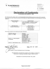 Plantronics Audio 920 Document of Conformity