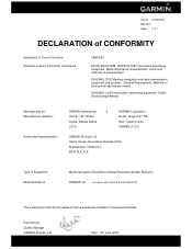 Garmin GPSMAP 421 ML Declaration of Conformity