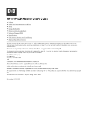 HP W1907 HP w19 LCD Monitor User's Guide