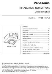 Panasonic FV-08-11VFL5 Installation Instructions