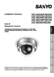 Sanyo VDC-HD3300 VDC-HD3500 Summary Manual