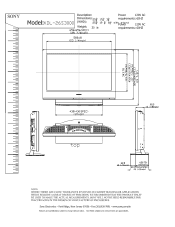 Sony KDL-26S3000W Dimensions Diagram