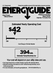 Whirlpool EH150FXRQ Energy Guide