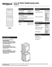 Whirlpool WET4027H Specification Sheet