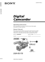 Sony DSR PD170 Operating Instructions
