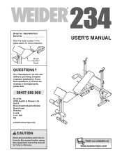 Weider 234 Bench Uk Manual