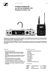 Sennheiser SK 300 G4 Product Specification ew 300 G4-HEADMIC1-RC