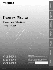 Toshiba 61H71 Owners Manual