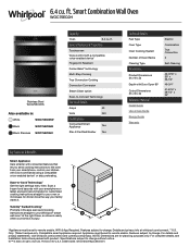 Whirlpool WOC75EC0HV Specification Sheet