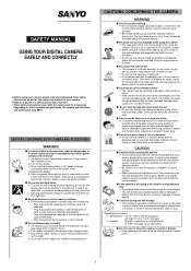 Sanyo VPC E1 Instruction Manual, VPC-E10EX Safety