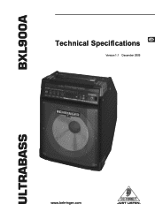 Behringer ULTRABASS BXL900A Specifications Sheet