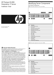 HP Dl180 ProLiant DL180 Generation 5 Server Installation Sheet