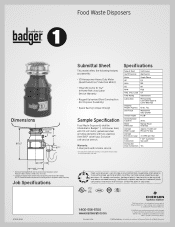 InSinkErator Badger 1 Specifications