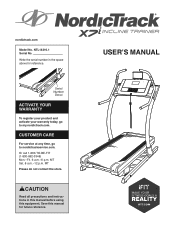 NordicTrack X7i Treadmill English Manual