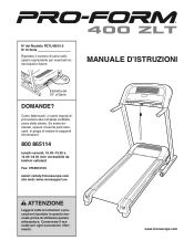 ProForm 400 Zlt Treadmill Italian Manual