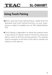 TEAC SL-D800BT Instruction about Touch Pairing (English, Française, Español)