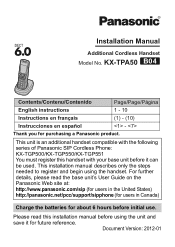 Panasonic KX-TGP550T04 Installation Manual