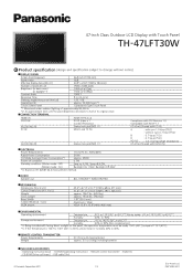 Panasonic TH-47LFT30W Spec Sheet