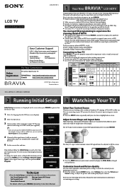 Sony KDL-42EX440 Quick Setup Guide