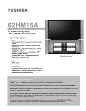 Toshiba 62HM15A Printable Spec Sheet
