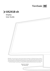 ViewSonic VA2418-sh - 24 Display IPS Panel 1920 x 1080 Resolution User Guide
