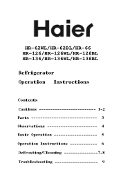 Haier HR-136BL User Manual