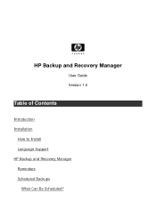 HP Dc5700 HP Backup and Recovery Manager - User Guide (Version 1.0)