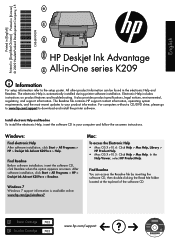 HP Deskjet Ink Advantage Printer - K209 Reference Guide 1