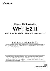 Canon Wireless File Transmitter WFT-E2 II A WFT-E2 II Instruction Manual for Use With EOS-1D Mark IV