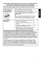 KitchenAid KEK1722SX Warranty Information
