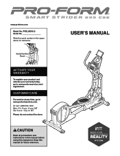 ProForm Smart Strider 695 Cse Elliptical English Manual
